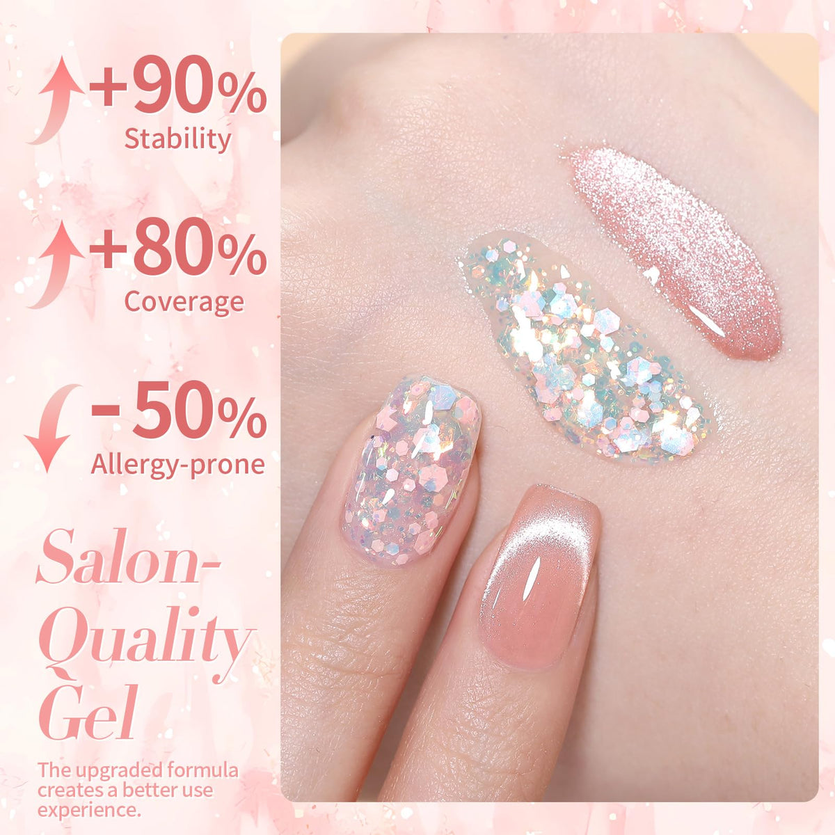 Nail art design using Born Pretty Pink Cat Magnetic Eye Gel