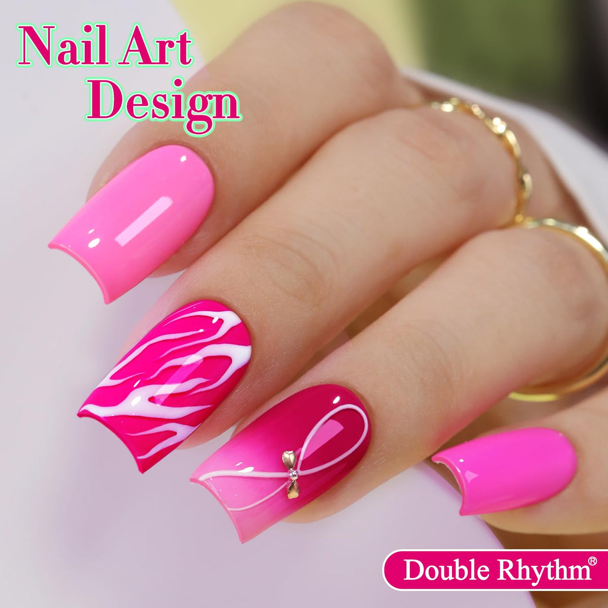 Nail art design using Double Rhythm gel polish