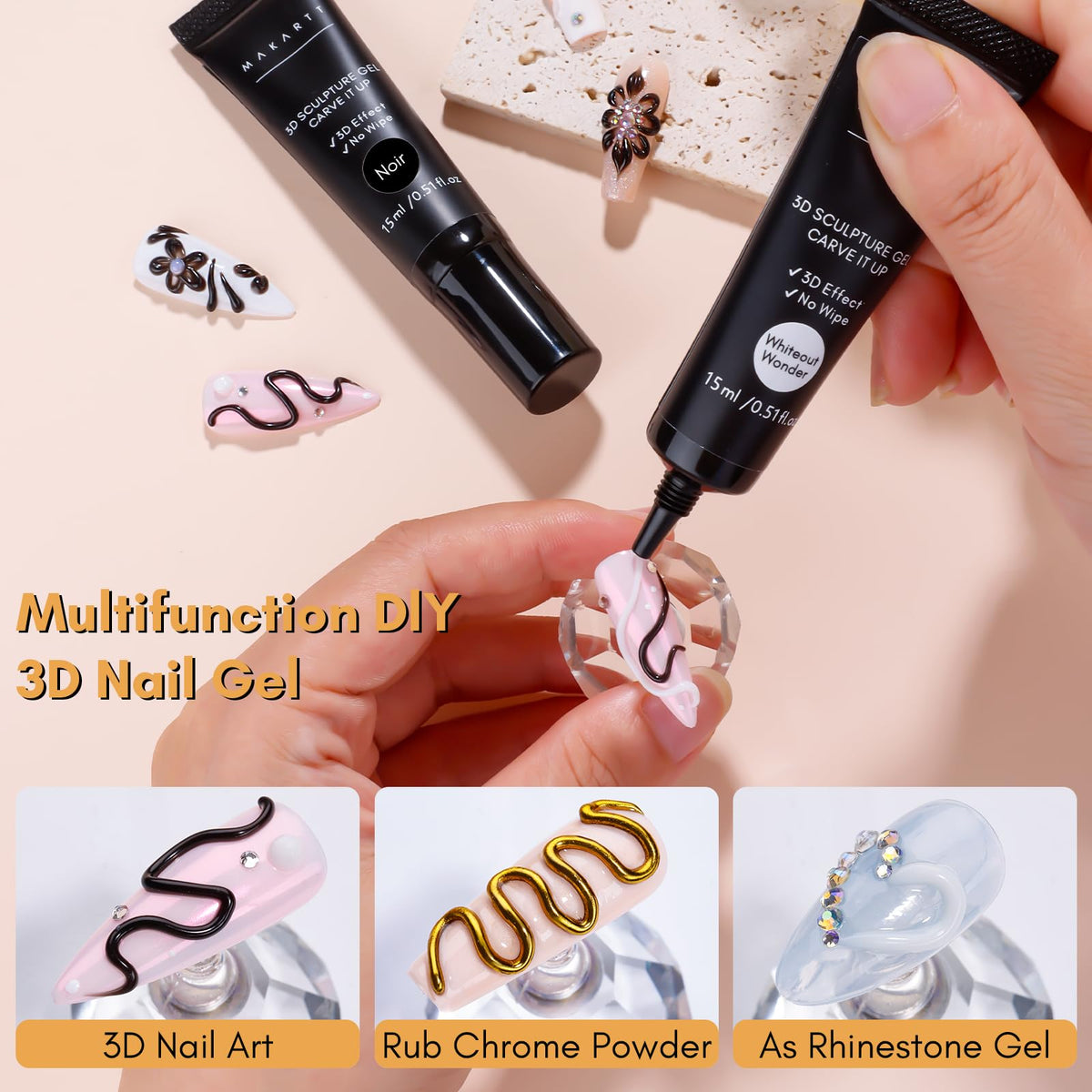 Nail art design using Makartt 3D Nail Gel