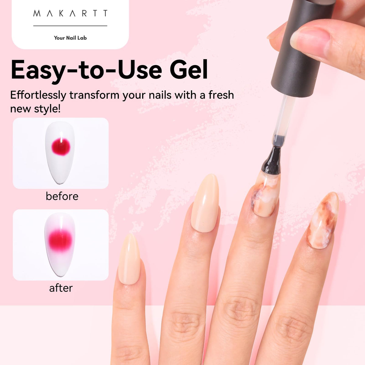 Nail art design using Makartt Blooming Gel Nail Polish