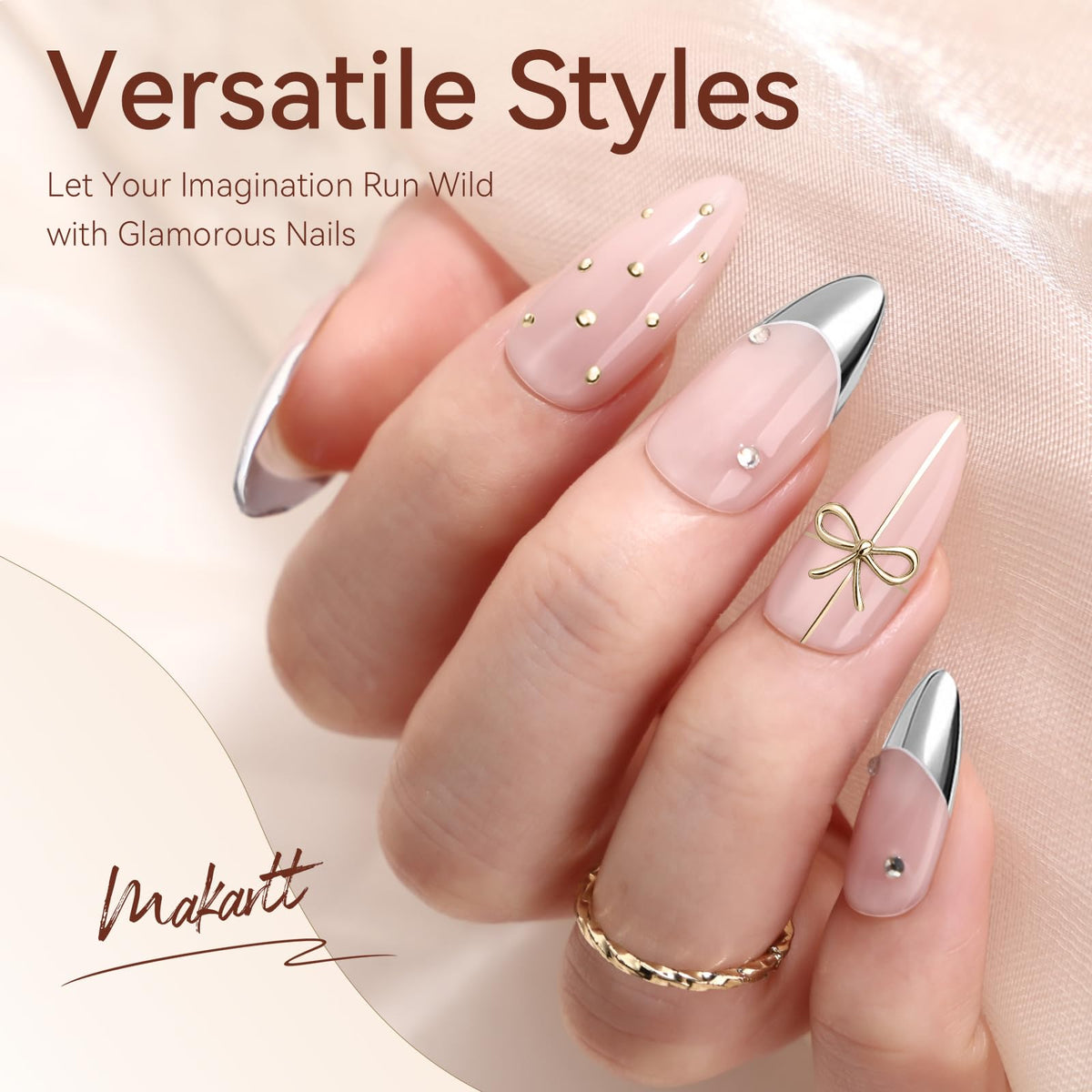 Nail art design using Makartt Chrome Gel Nail Polish