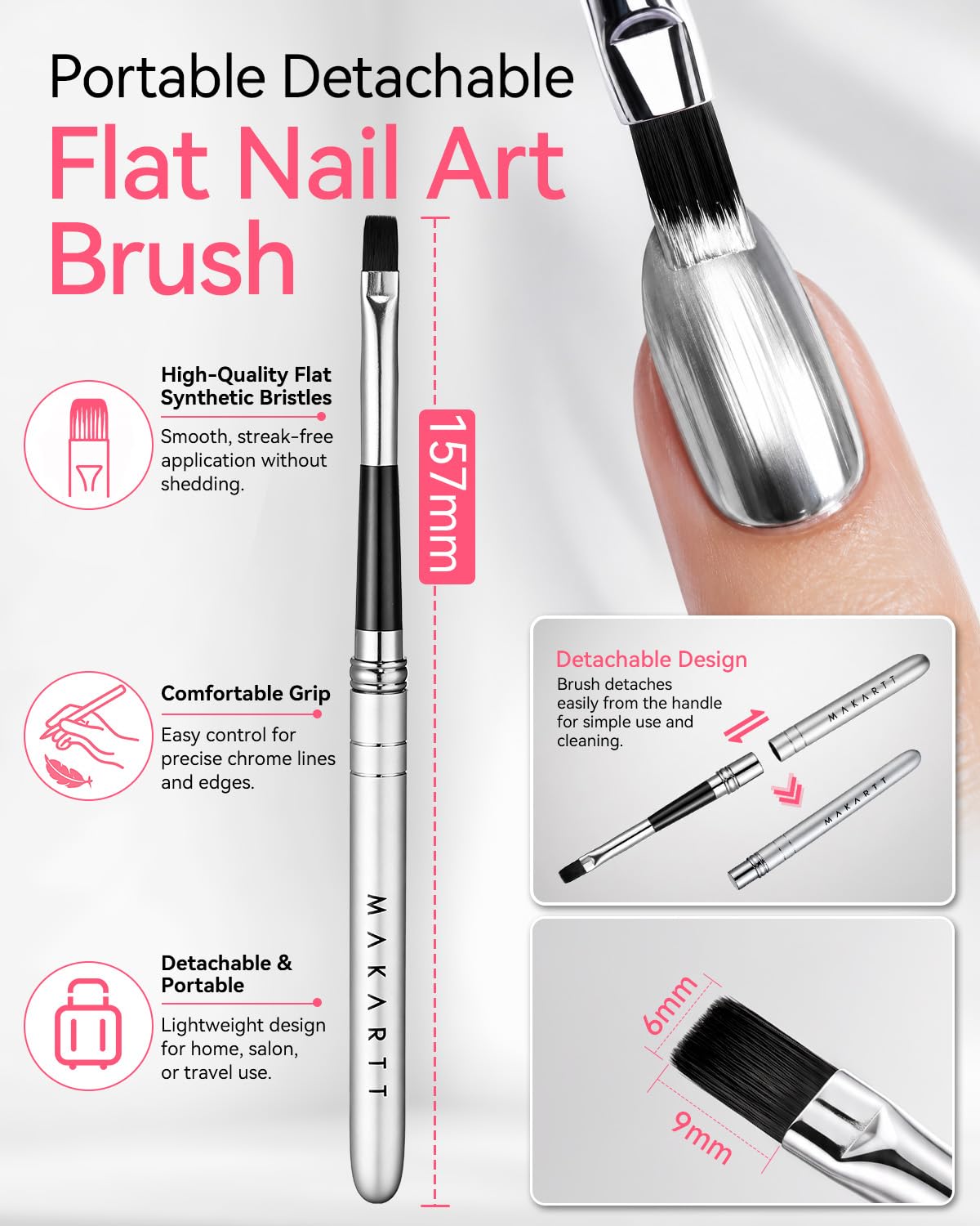 Nail art design using Makartt chrome nail polish