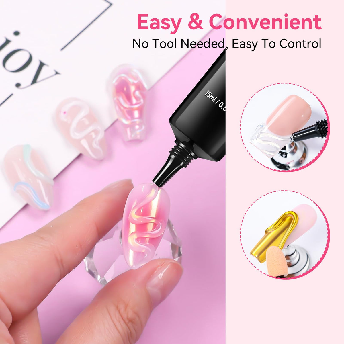 Nail art design using Makartt chrome powder