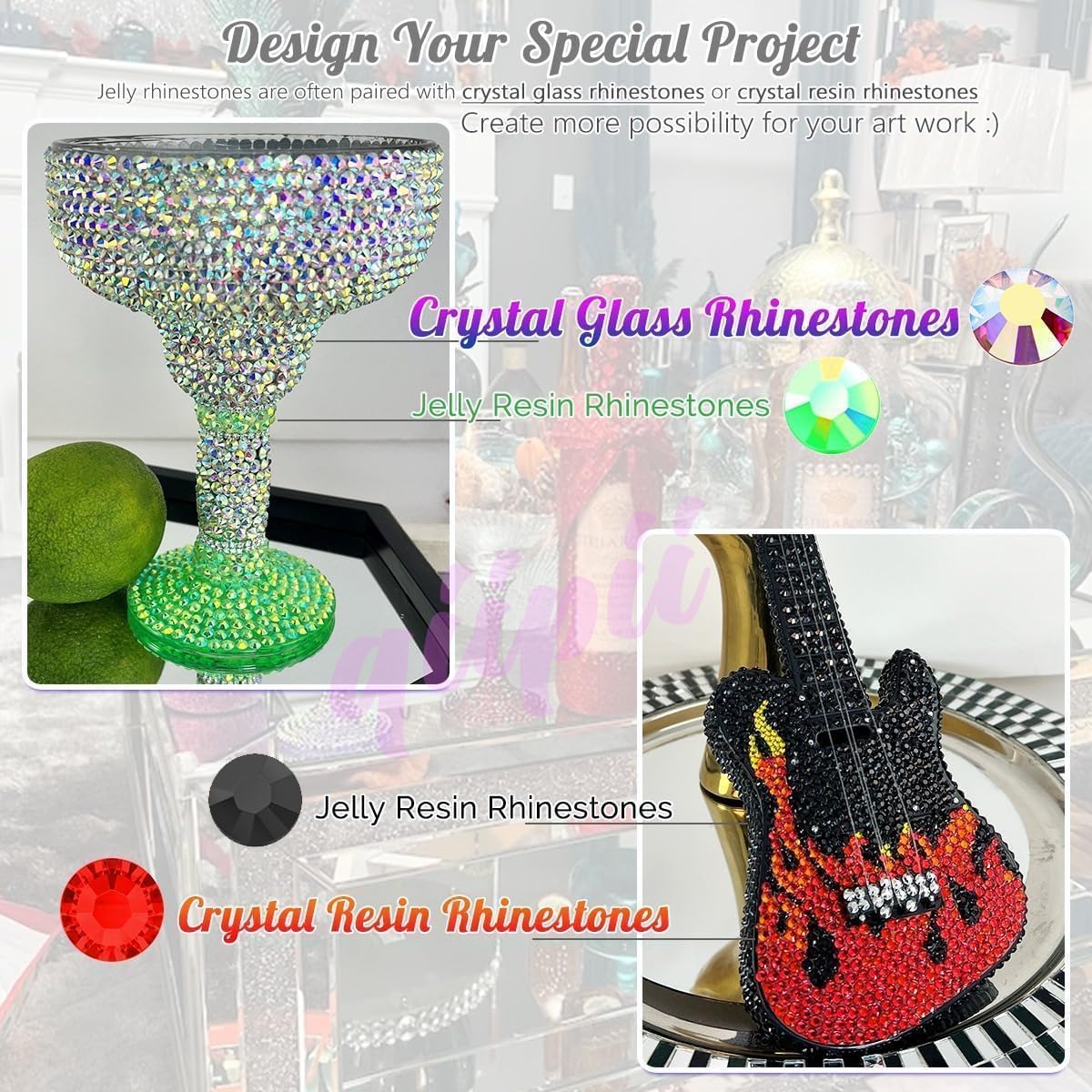 Nail art design using qiipii rhinestones