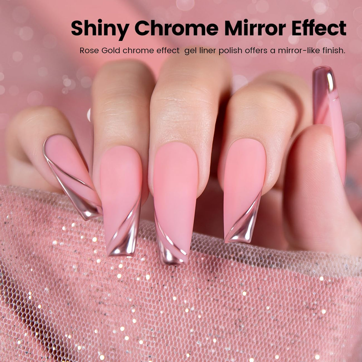 Nail art design using RARJSM Metallic Chrome Gel Liner