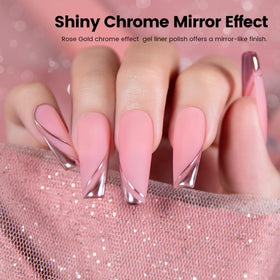 Nail art design using RARJSM Metallic Chrome Gel Liner
