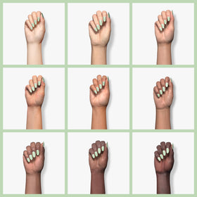 Nail art design using RARJSM pastel green gel polish