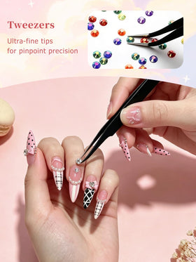 Nail art design using Wliurf rhinestones