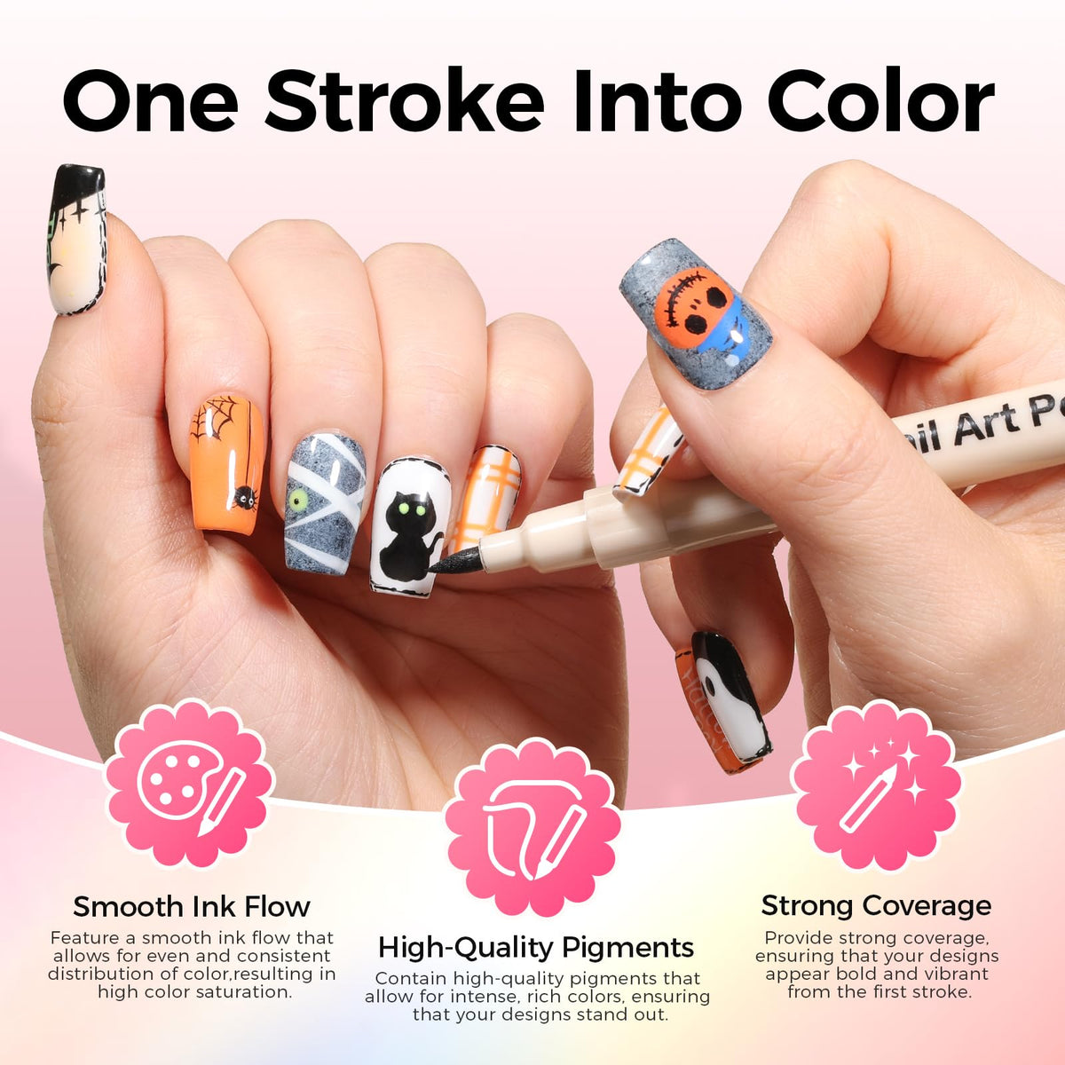 Nail art designs created with GELLAKTIK pens