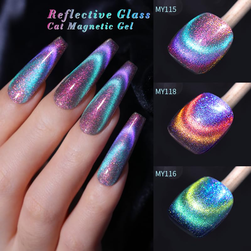 Nail art designs using Born Pretty Cat Magnetic Gel Polish