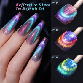 Nail art designs using Born Pretty Cat Magnetic Gel Polish