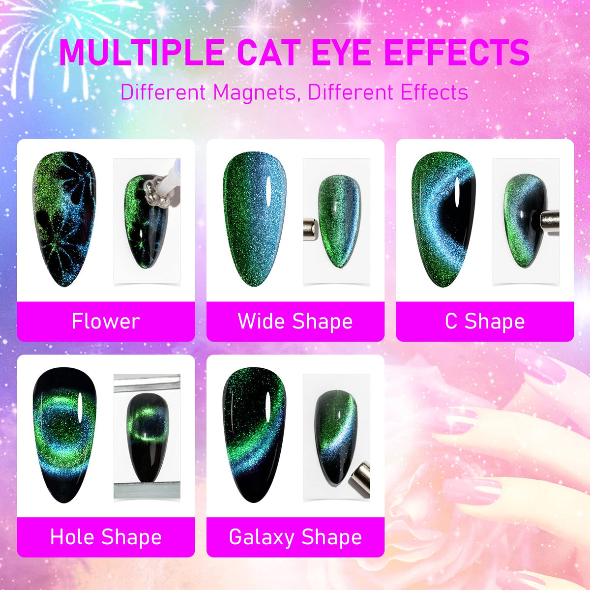 Nail art example using SUPWEE Cat Eye Gel Polish