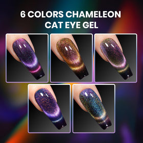Nail art showcasing beetles Cat Eye Gel Polish in different lighting