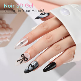 Nail art showcasing rhinestones secured with 3D Nail Gel