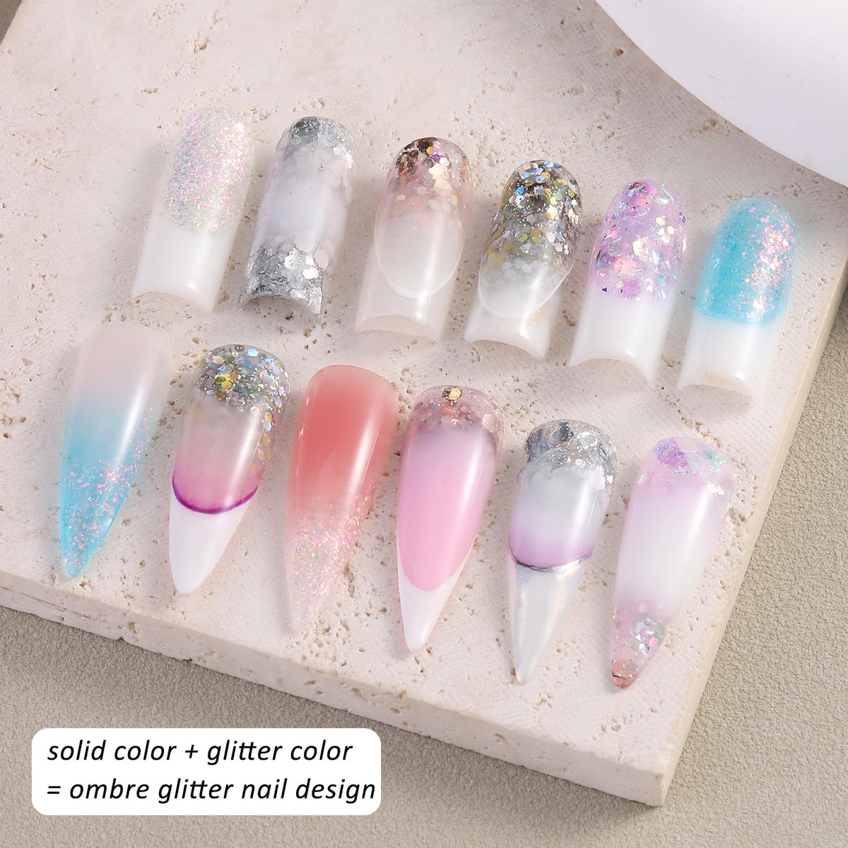 Nail art stickers and rhinestones from the kit