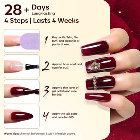 Nail art using Makartt Dark Red Burgundy Gel Polish
