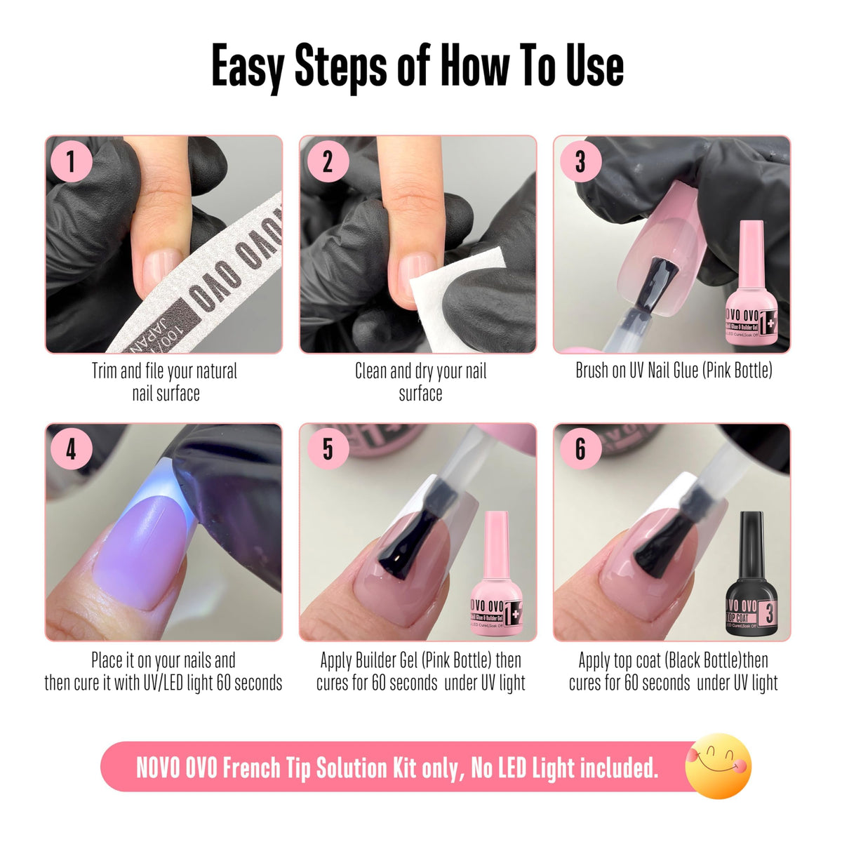 Nail art using NOVO OVO Builder Gel and Top Coat