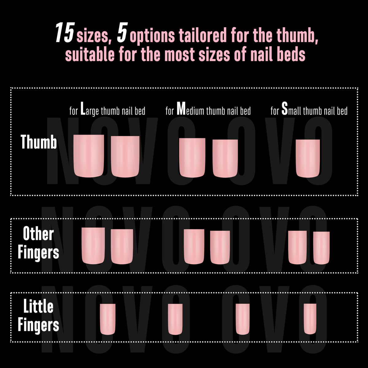 Nail art using NOVO OVO Short Square Nail Tips Baby Pink