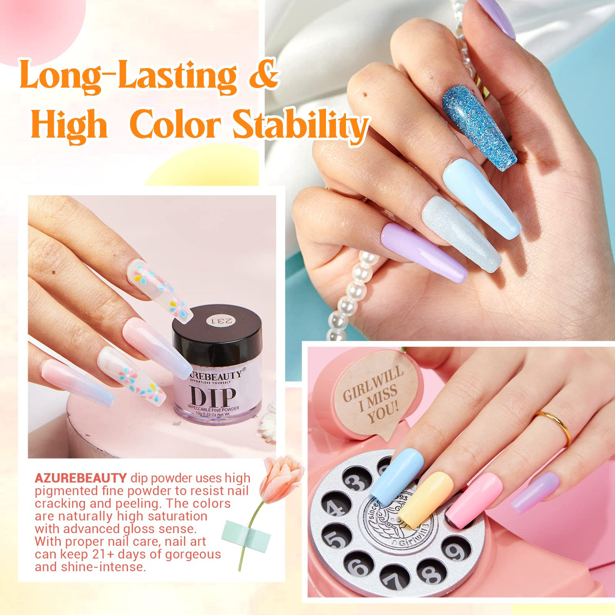 Nail brush and file included in AZUREBEAUTY dip powder kit
