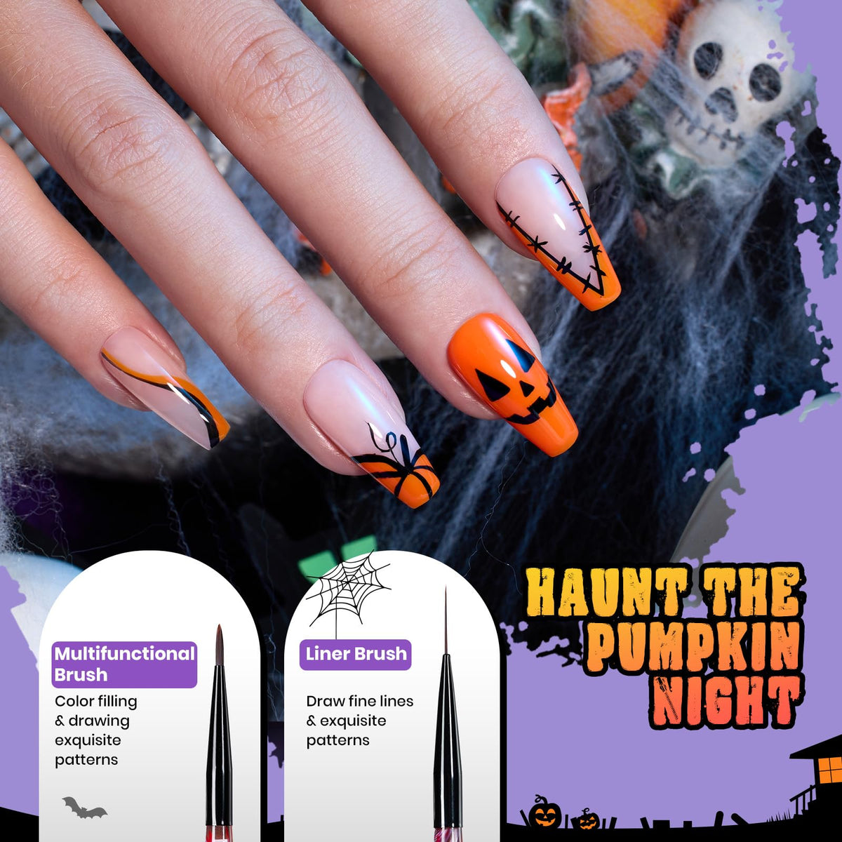 nail charms included in beetles Halloween nail art brushes set