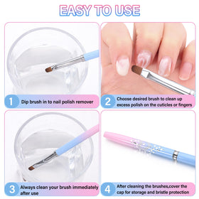 Nail cleaning brushes in use during a manicure