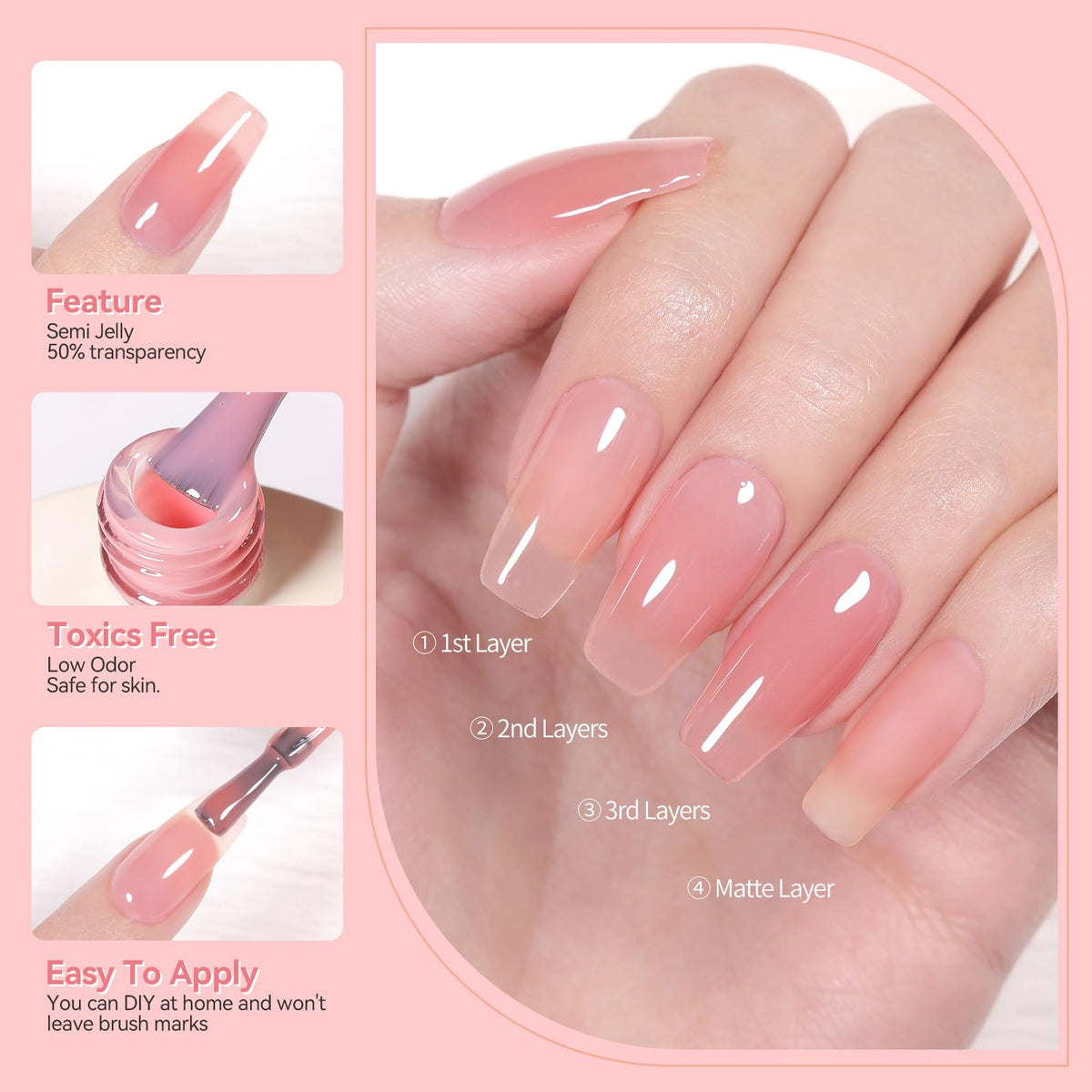Nail design with Born Pretty Jelly Gel Nail Polish