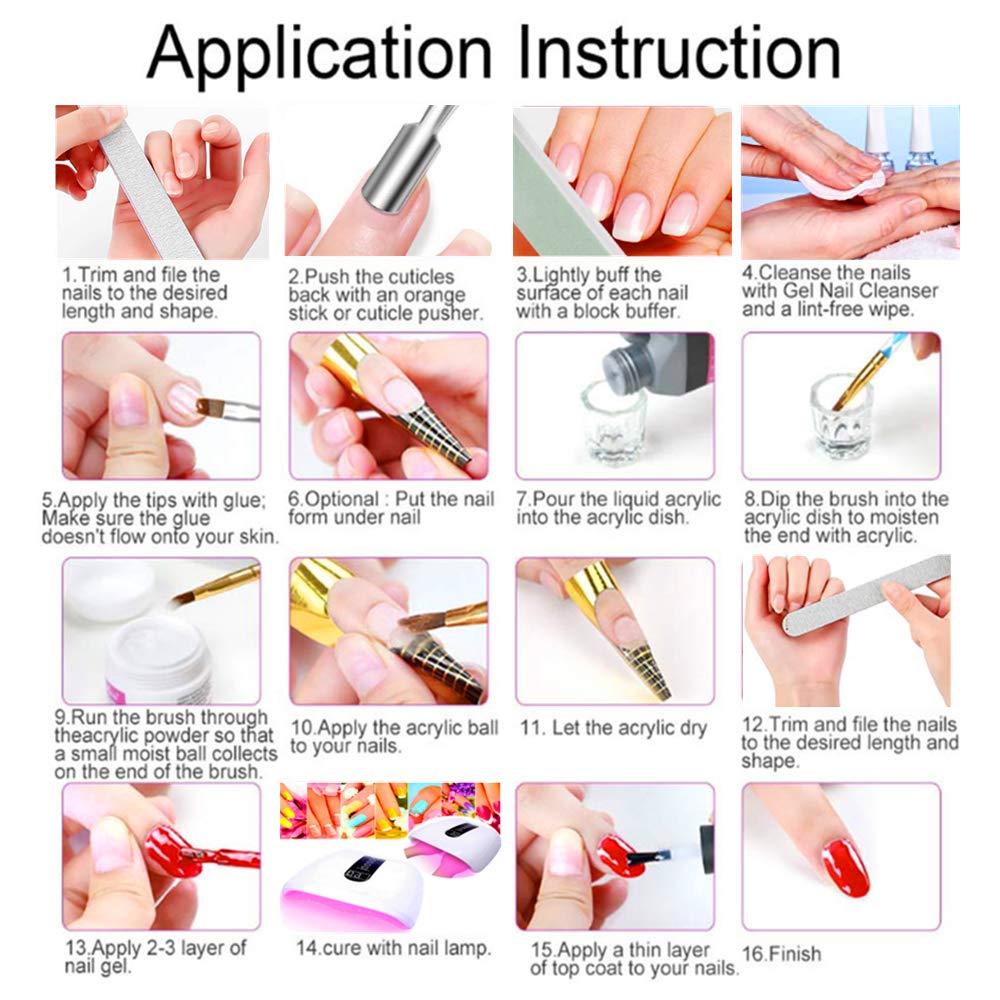 Nail extensions made with SUNBELEE acrylic kit