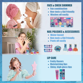 Nail file and makeup brushes displayed with the beauty set