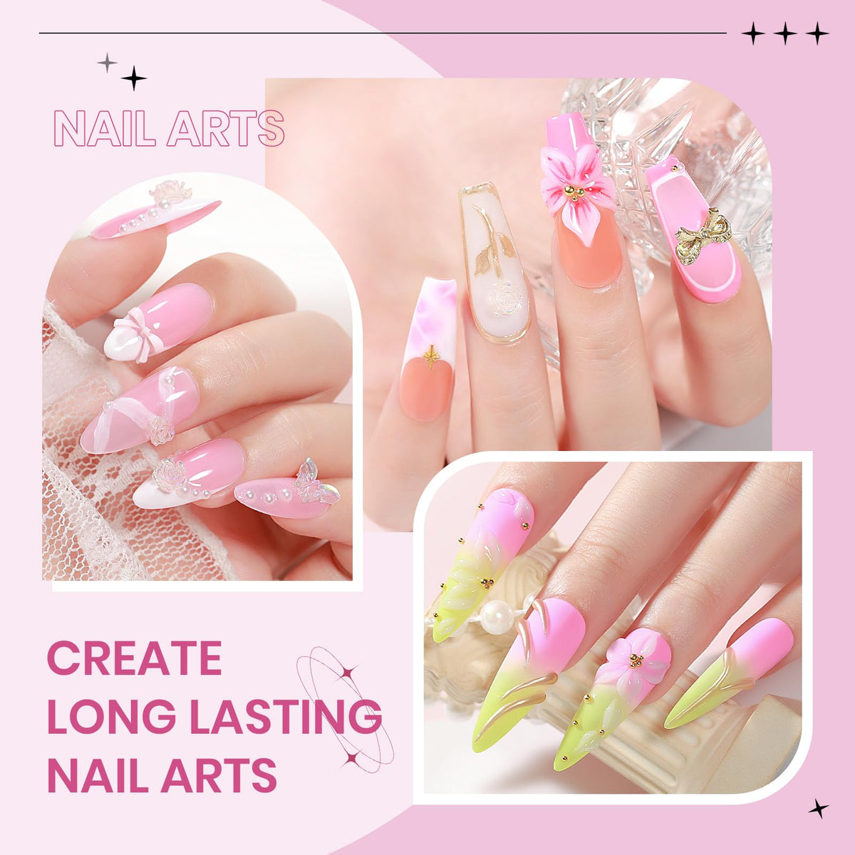 Nail file and rhinestones included in SUPWEE set