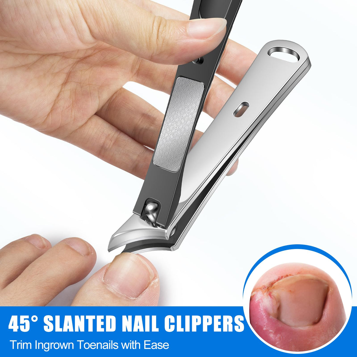 Nail file and toenail lifter included in FUMAX set