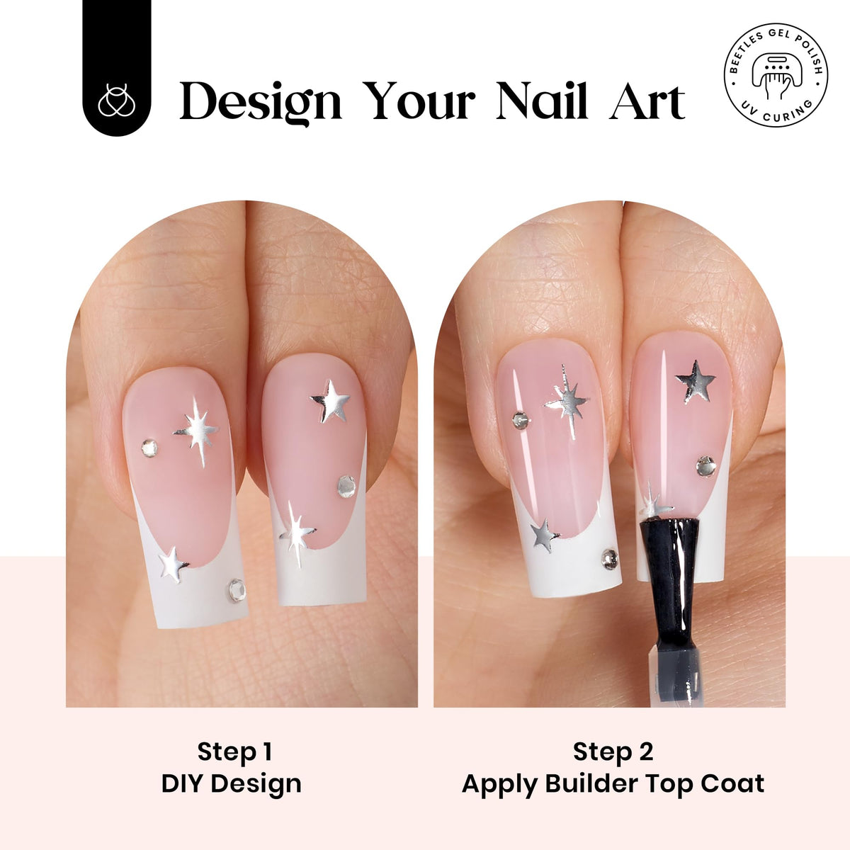 Nail file and wipes included in the Beetles Press On Nail Kit