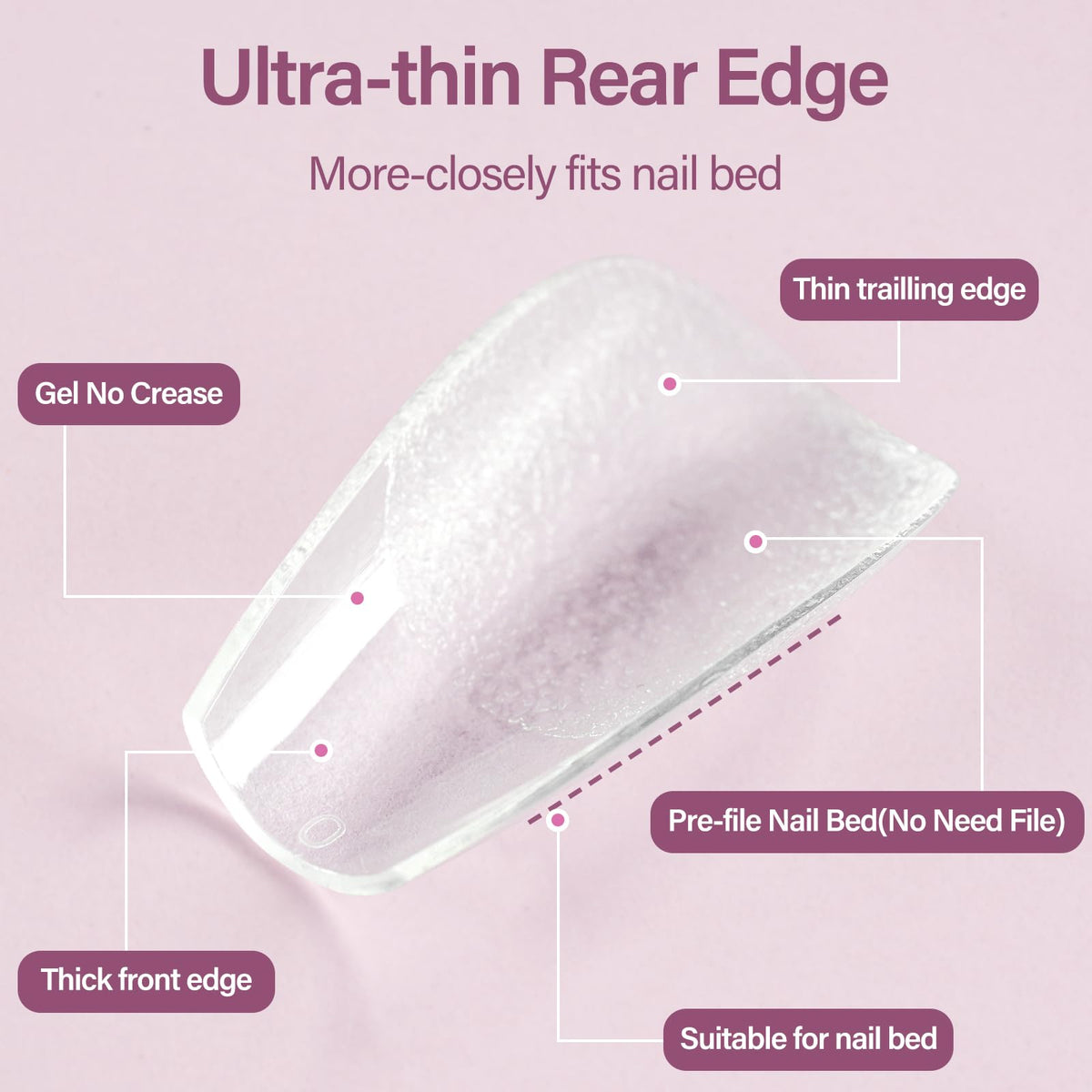 Nail file included in Misssix Medium Coffin Gel Nail Tips Kit