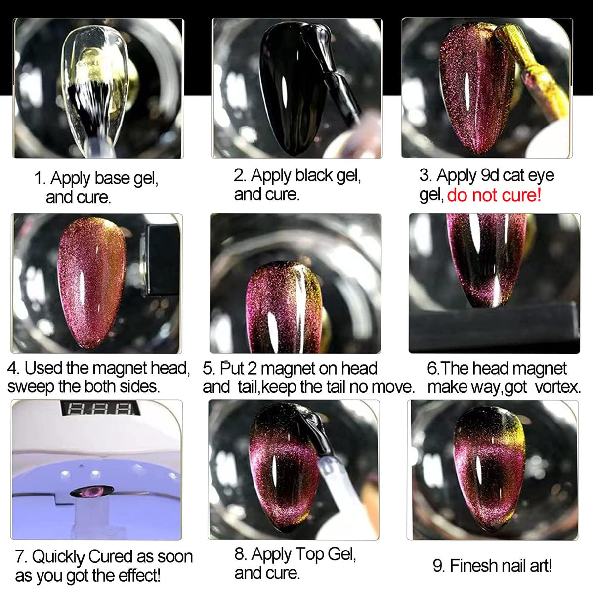 NAIL GIL Cat Eye Gel Polish in various colours on display