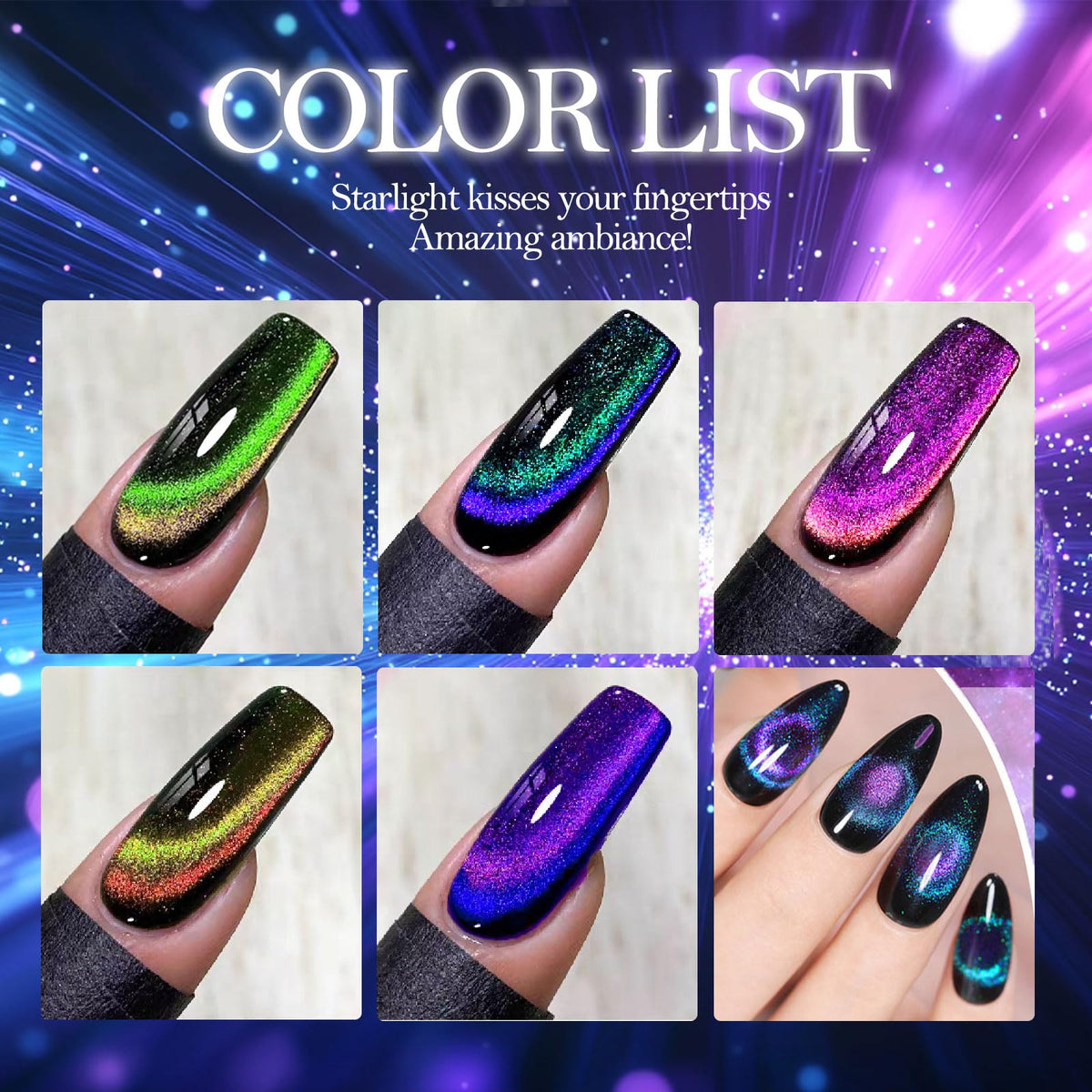 NAIL GIL Cat Eye Gel Polish showing chameleon effect on nails