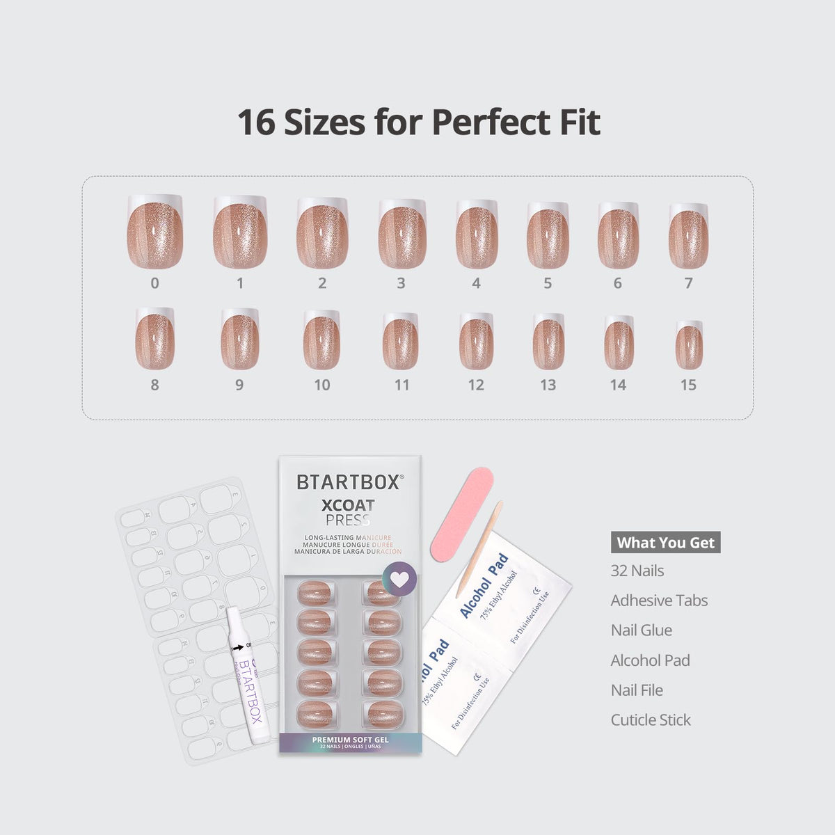 Nail glue and accessories included with BTArtbox Press On Nails