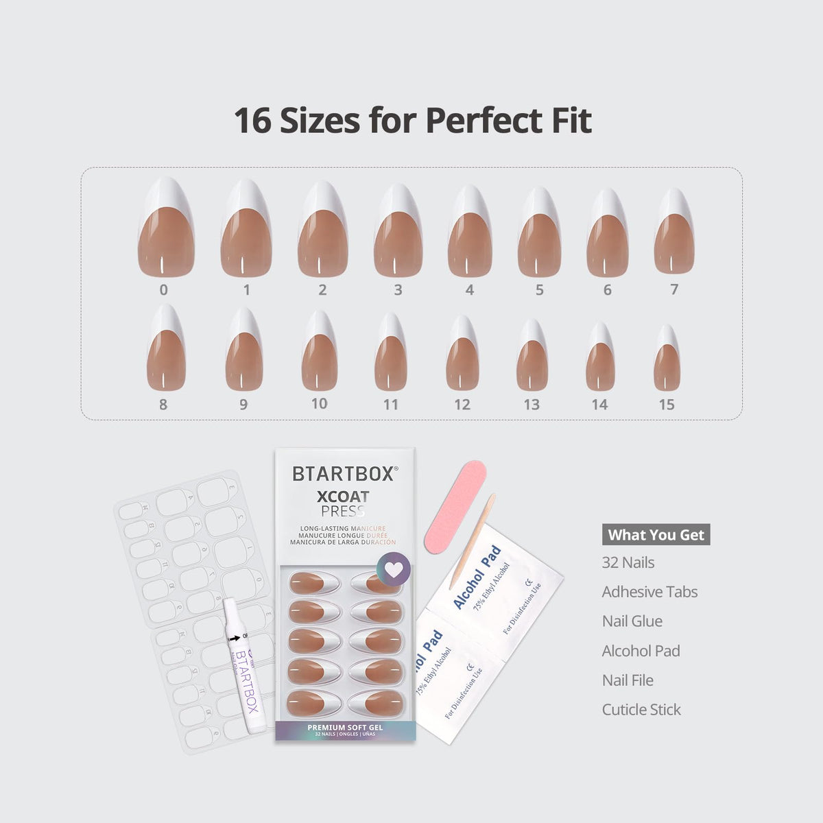 Nail glue and adhesive tabs included with BTArtbox Press On Nails