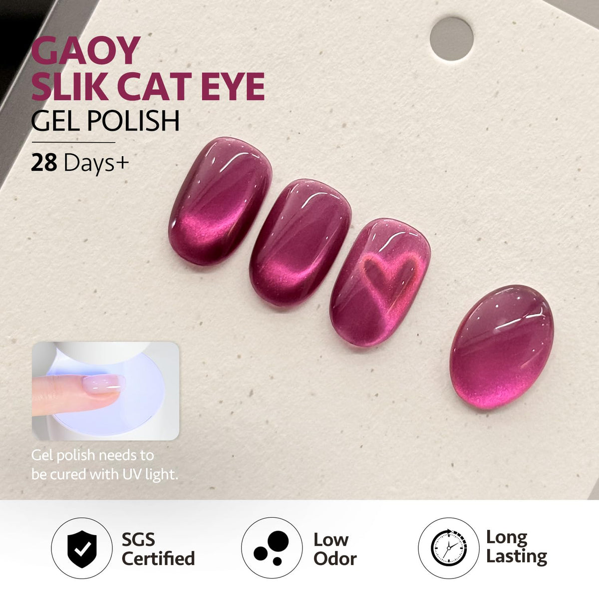 Nail lamp curing GAOY Pink Cat Eye Gel Nail Polish