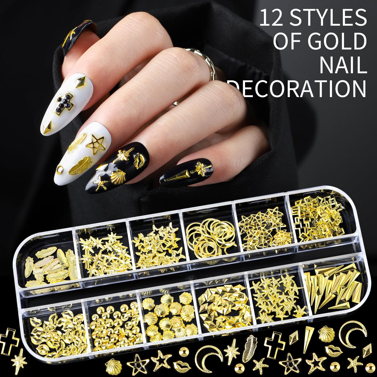 Nail pearls and flower charms for creative designs