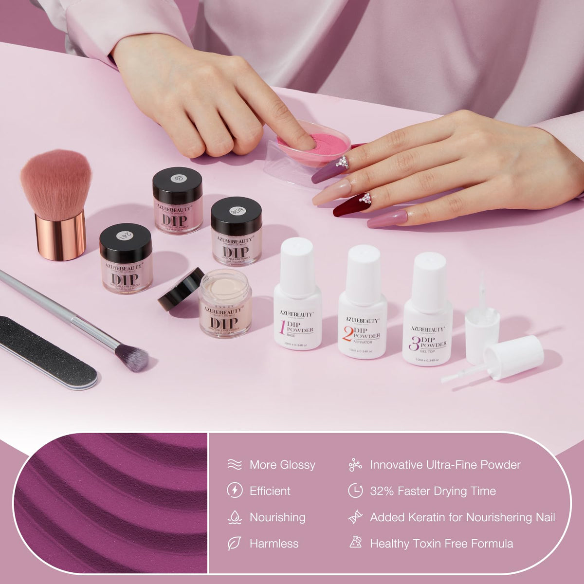 Nail polishing block from AZUREBEAUTY dip powder kit