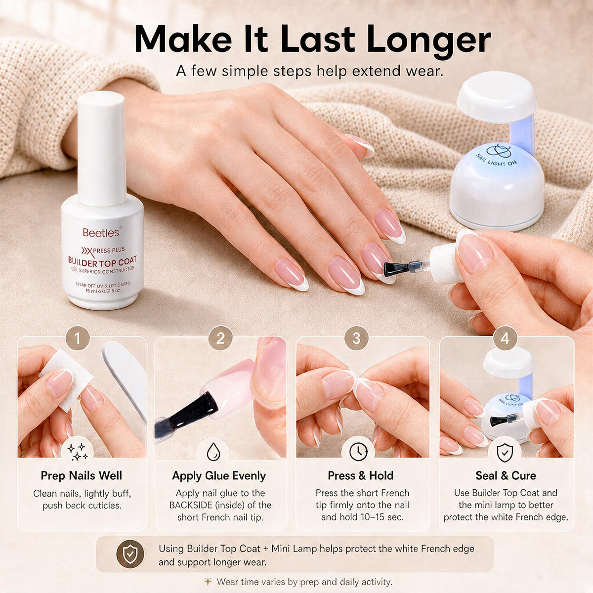 Nail pusher and file from Beetles French Tip Press On Nail Kit