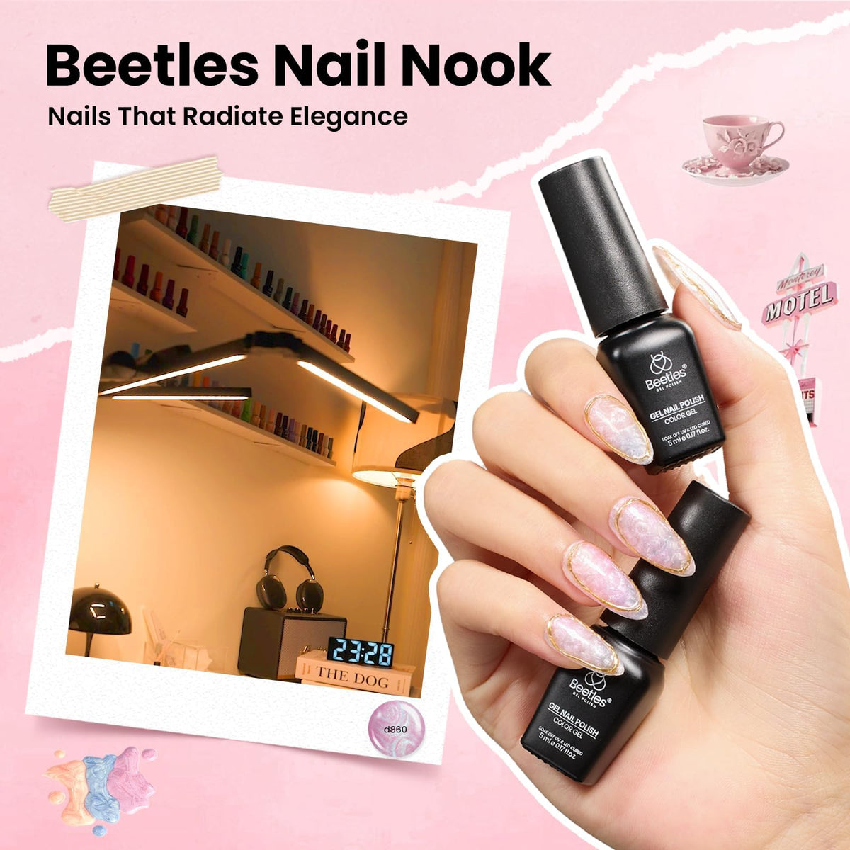 nail swatch palettes and colour number stickers included in the kit
