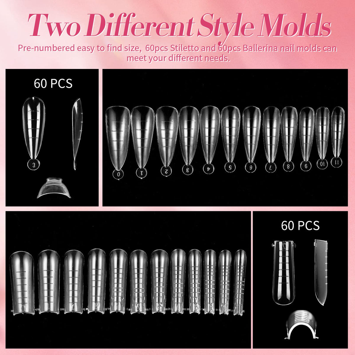 Nail tips and clips for extensions in the kit