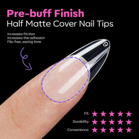 Nail tips applied on fingers for demonstration
