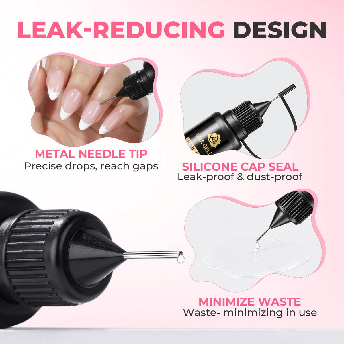 Nail tips applied using UNA GELLA Nail Glue