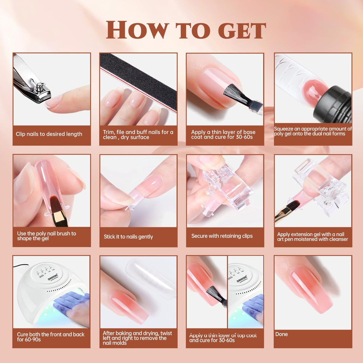Nail tips clips included in JEWHITENY kit