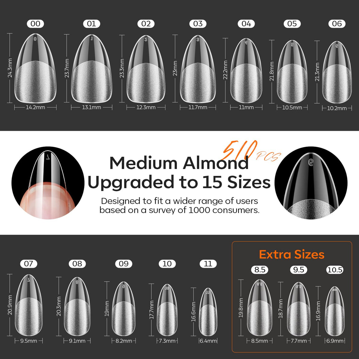 Nail tips displayed in a chic arrangement
