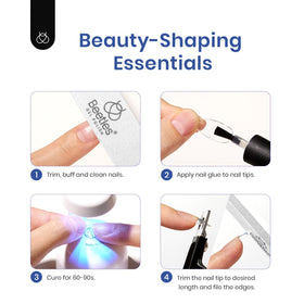Nail tips laid out showing different sizes