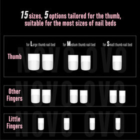 Nail tips with builder gel and top coat applied