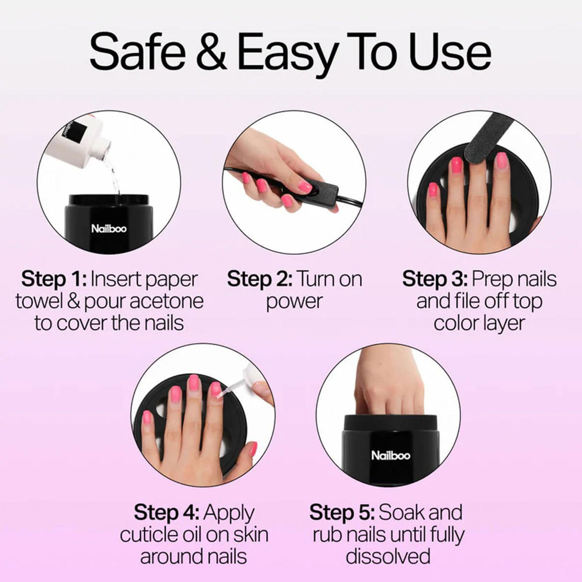 Nailboo Magic Soak Manicure Remover Bowl in use with acetone
