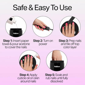 Nailboo Magic Soak Manicure Remover Bowl in use with acetone